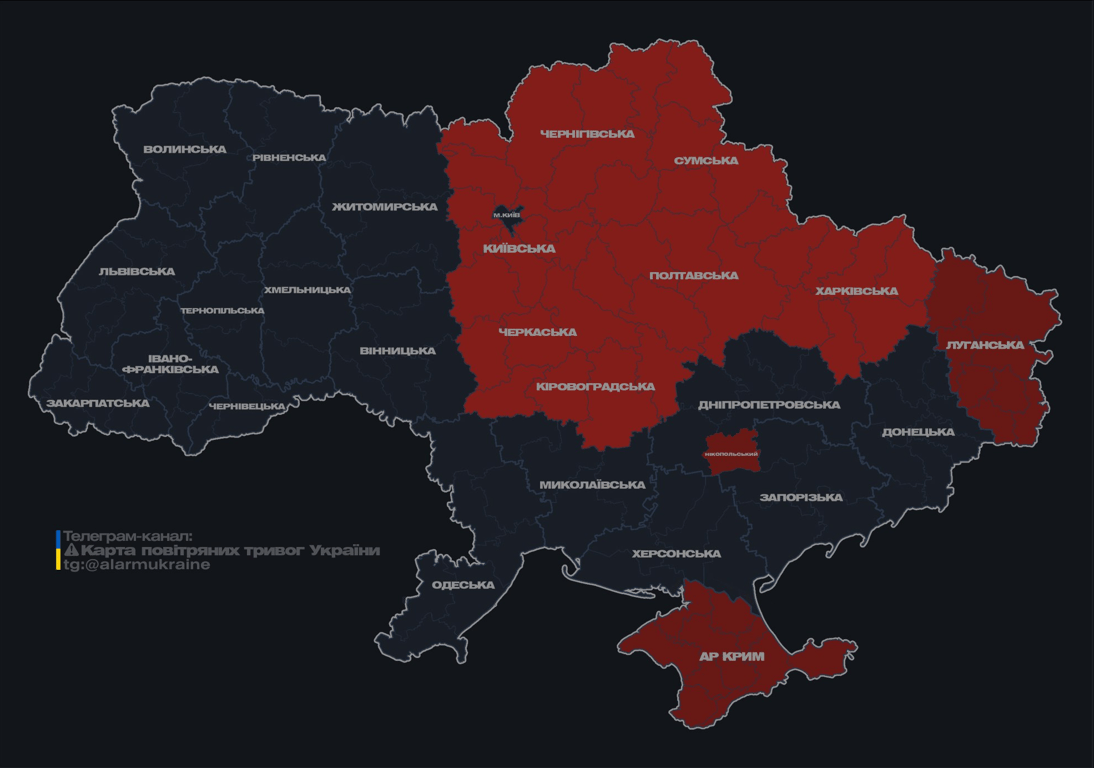 Повітряна тривога в Україні вночі 26 серпня
