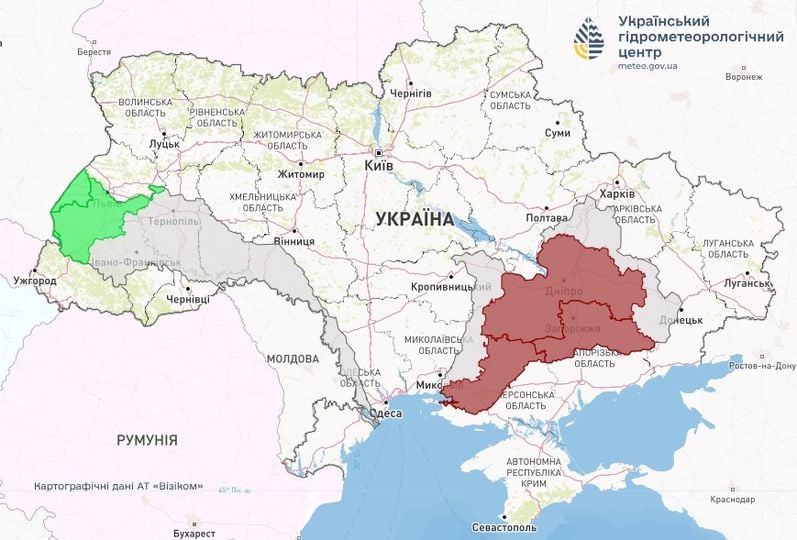 Опасные гидрологические явления в Украине 23 августа