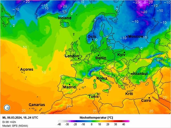 Мапа температури повітря в Європі