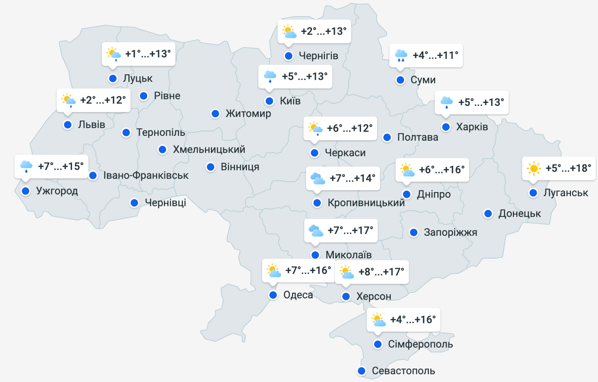 Прогноз погоди в Україні на 11 травня