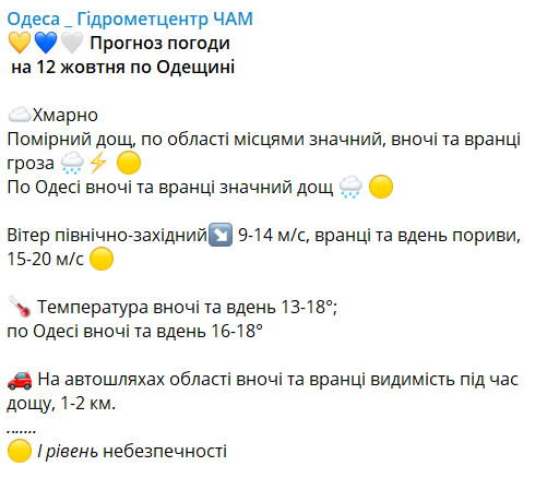 Что одевать во вторник - погода в Одессе 8 октября - фото 2