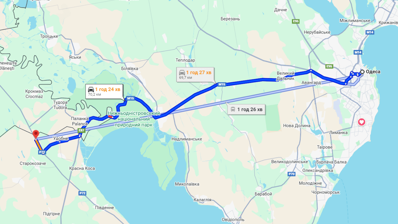 Затори на трасі Одеса-Рені до КПП Старокозаче