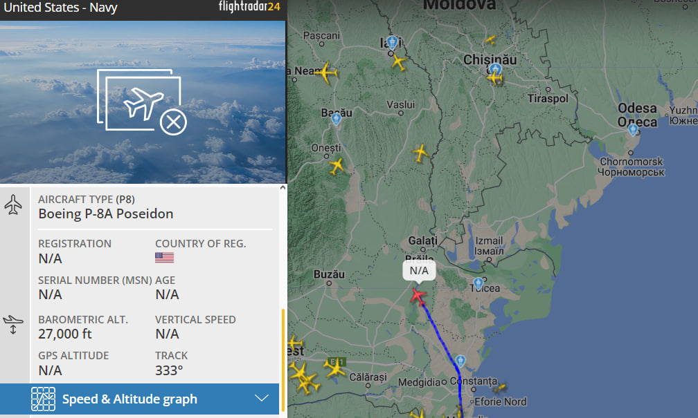 Самолет НАТО вблизи Одесской области 5 июня