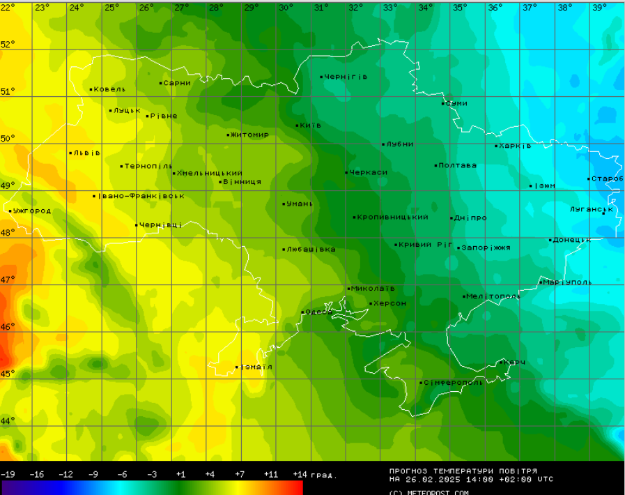Температура повітря в Україні 26 лютого - прогноз на завтра