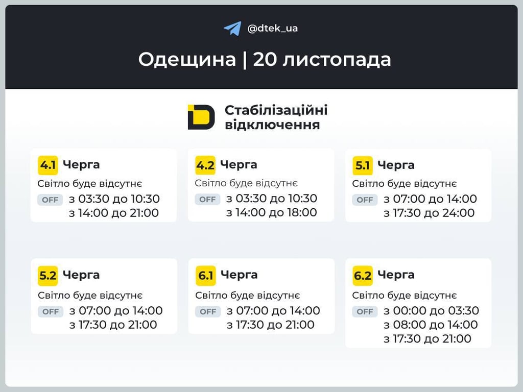 Графіки відключень в Одесі