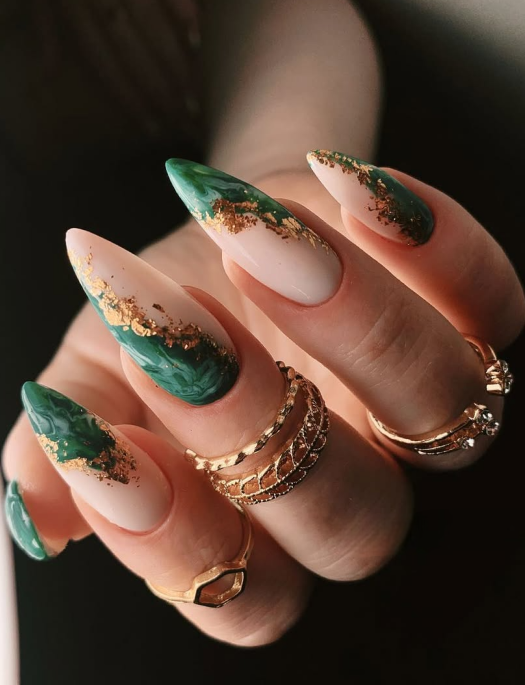 Gold foils nail design ideas