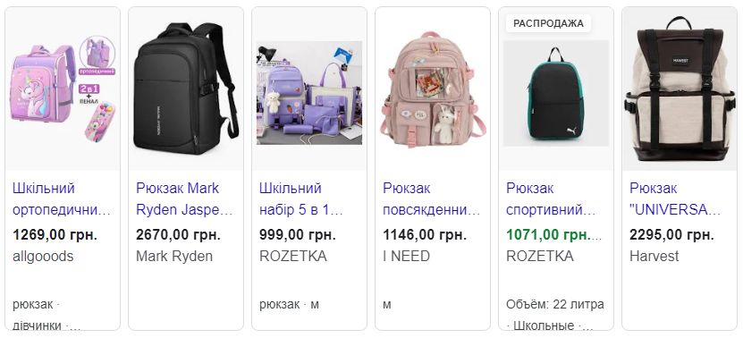 цены на школьный рюкзак