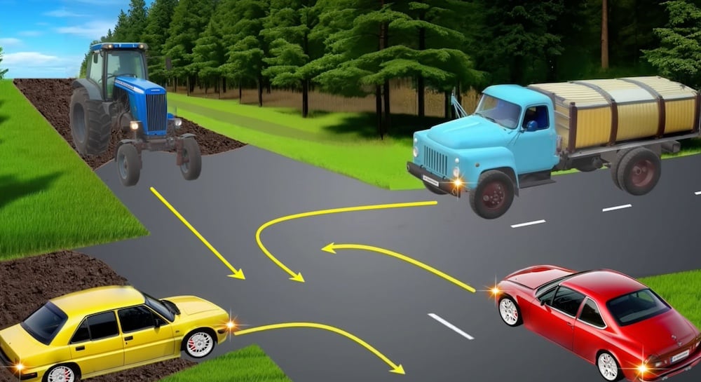 Тест з ПДР: яким буде порядок проїзду перехрестя?