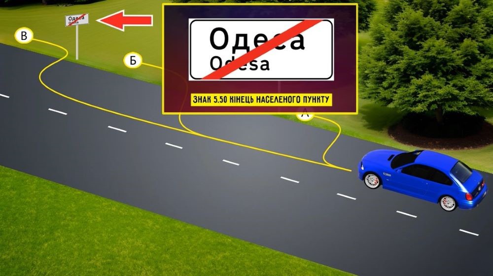 Много знаков - в каком месте разрешена остановка водителю синего автомобиля - фото 2