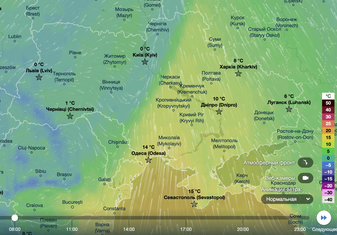 Карта температур