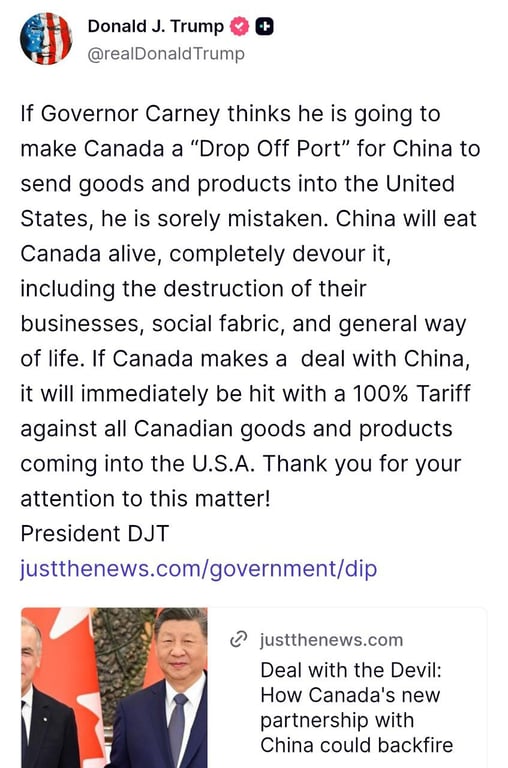 Трамп погрожує Канаді через Китай - Карні жорстко відповів - фото 1
