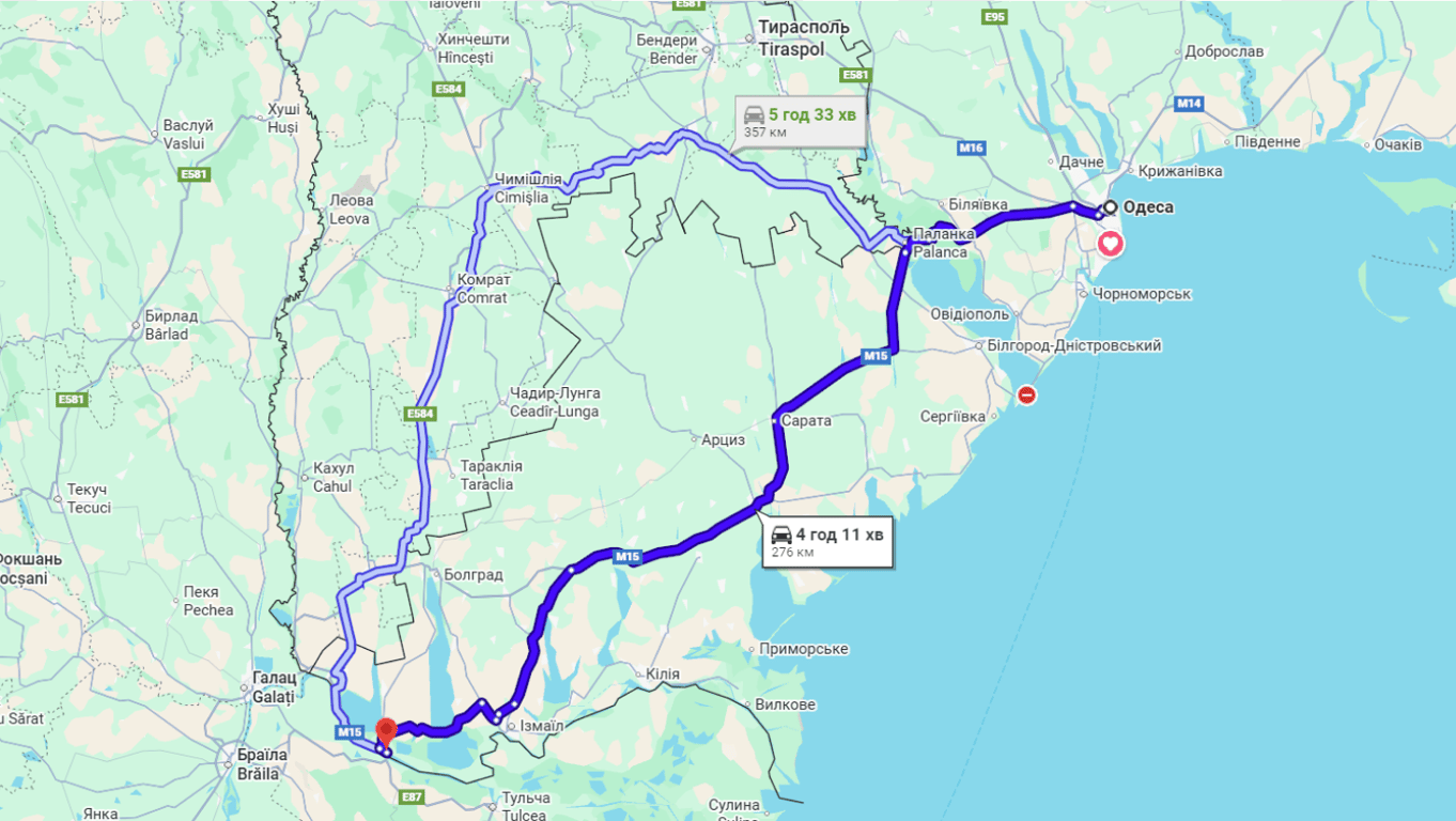 Затори на трасі Одеса-Рені