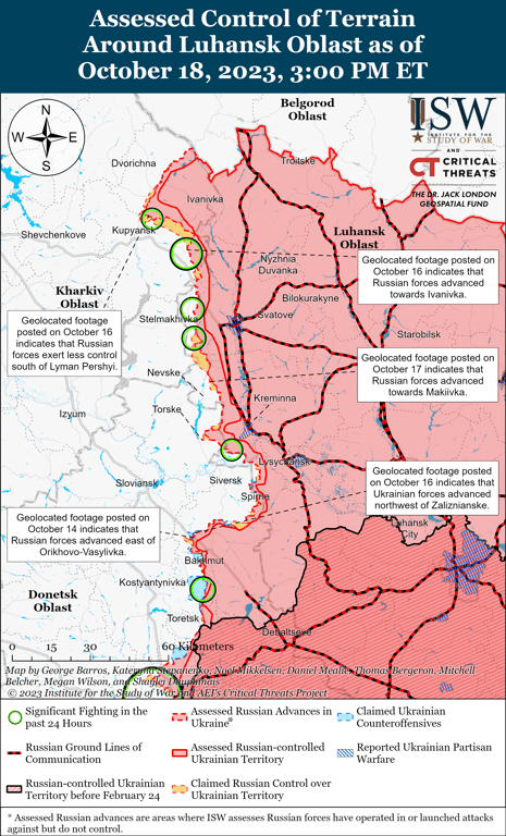 Карта бойових дій станом на 19 жовтня