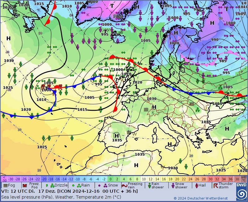карта атмосферных фронтов