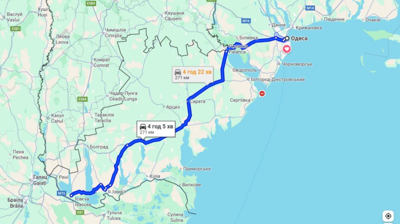 Затори на трасі Одеса-Рені