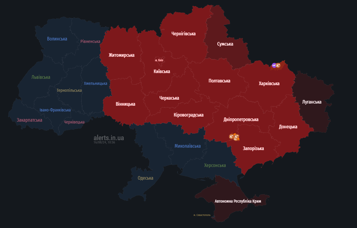 повітряна тривога 16 серпня