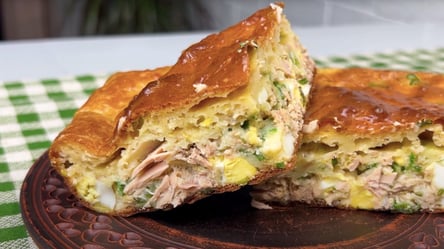 Тесто для заливного пирога за 1 минуту — пирог с консервой - 285x160