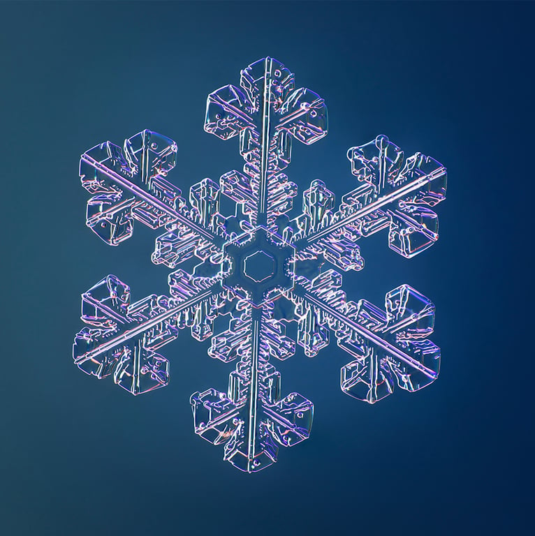 Деталізовані фото сніжинок під мікроскопом