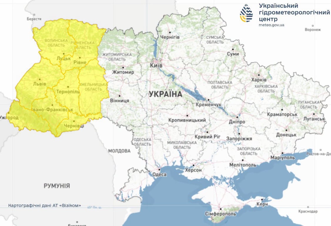 Небезпечні метеорологічні явища в Україні 22 серпня 2026 року 