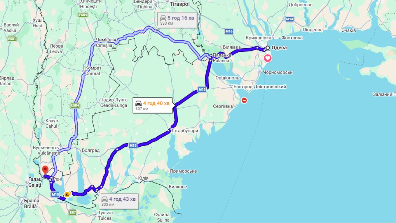 Затори на трасі Одеса-Рені
