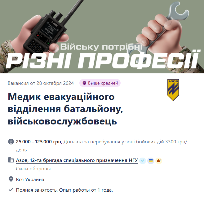 "Азов" запрошує на роботу медиків — які умови та зарплата - фото 1