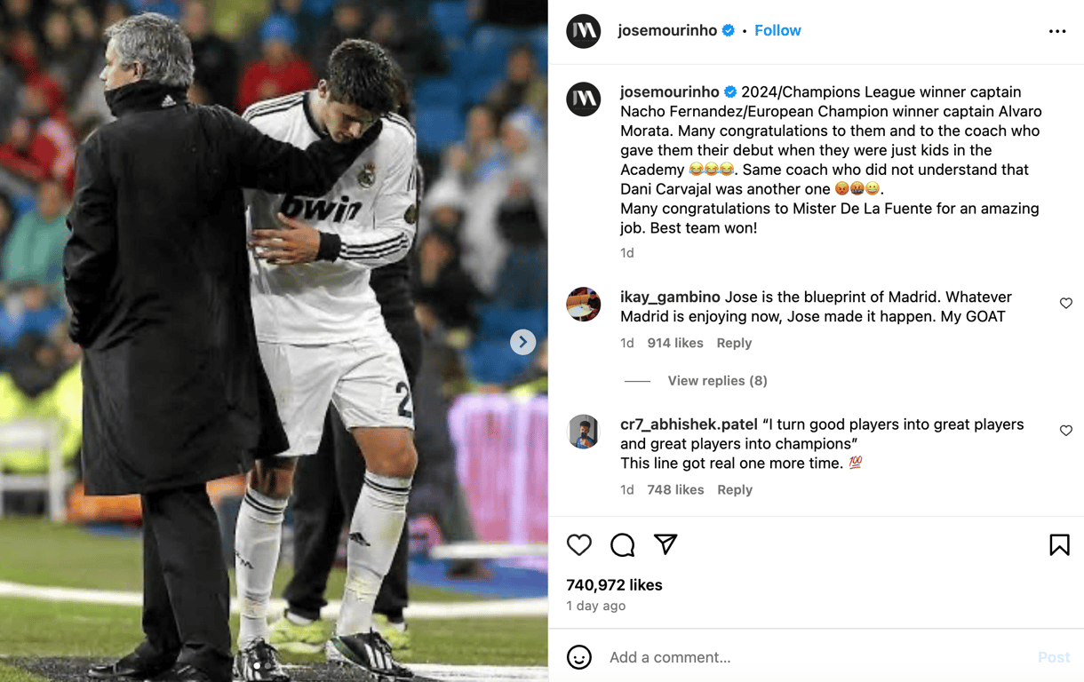 Сообщение Моуринью