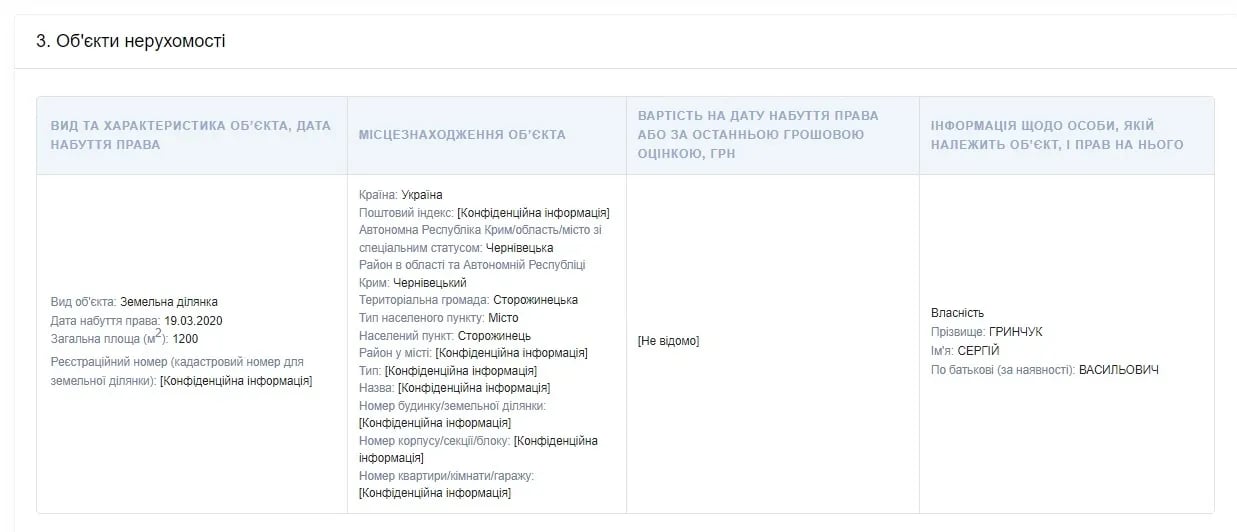 Скриншот декларації