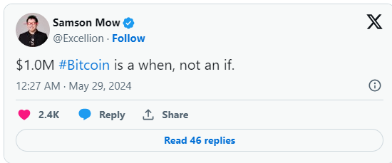 Биткоин будет стоить один миллион долларов