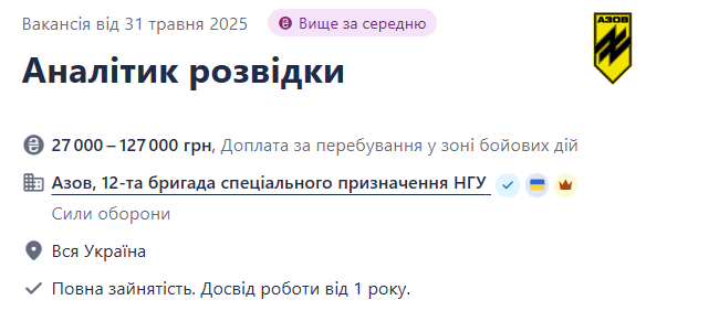 "Азову" потрібні аналітики розвідки — скільки платять - фото 1