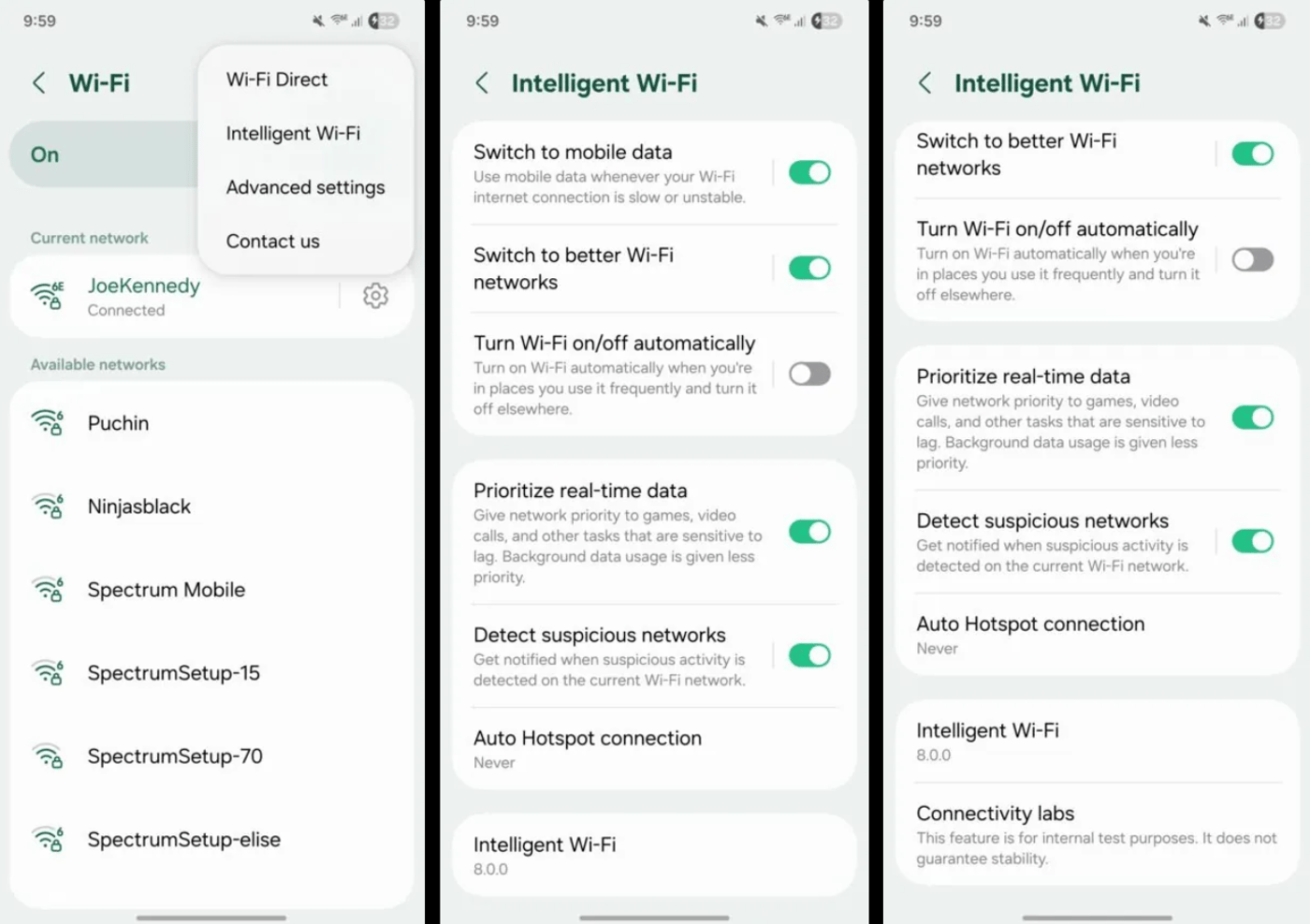 Меню Connectivity Lab на Samsung