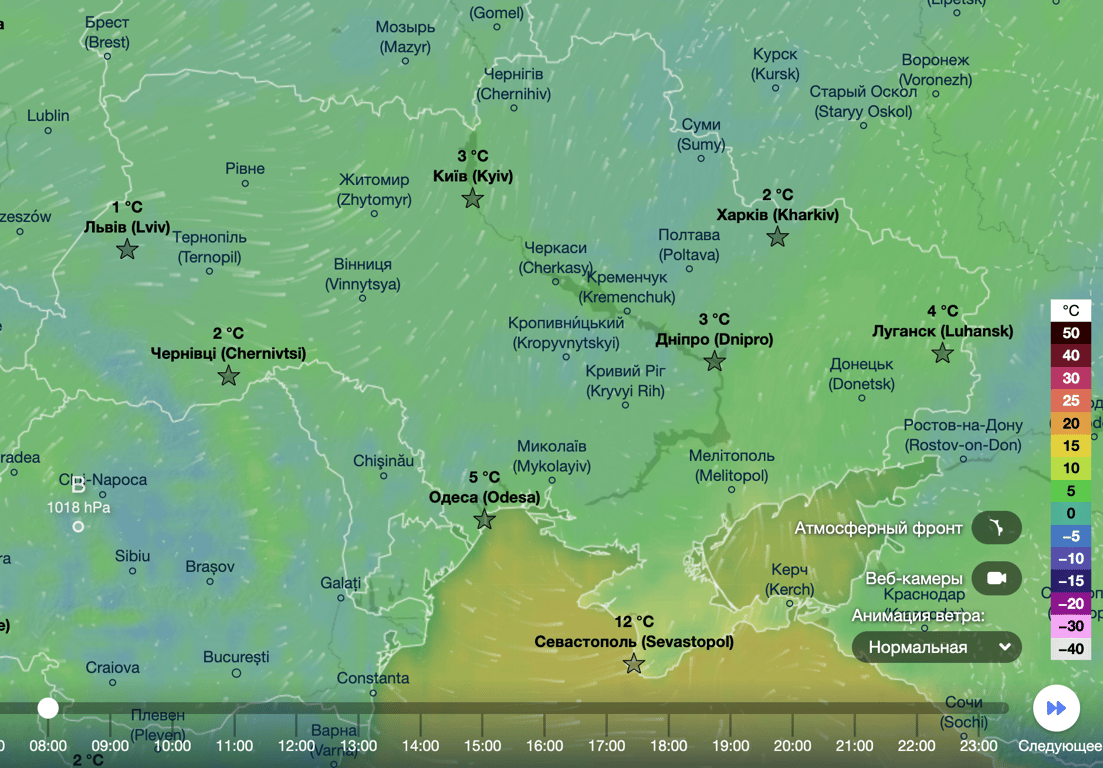 Карта температур