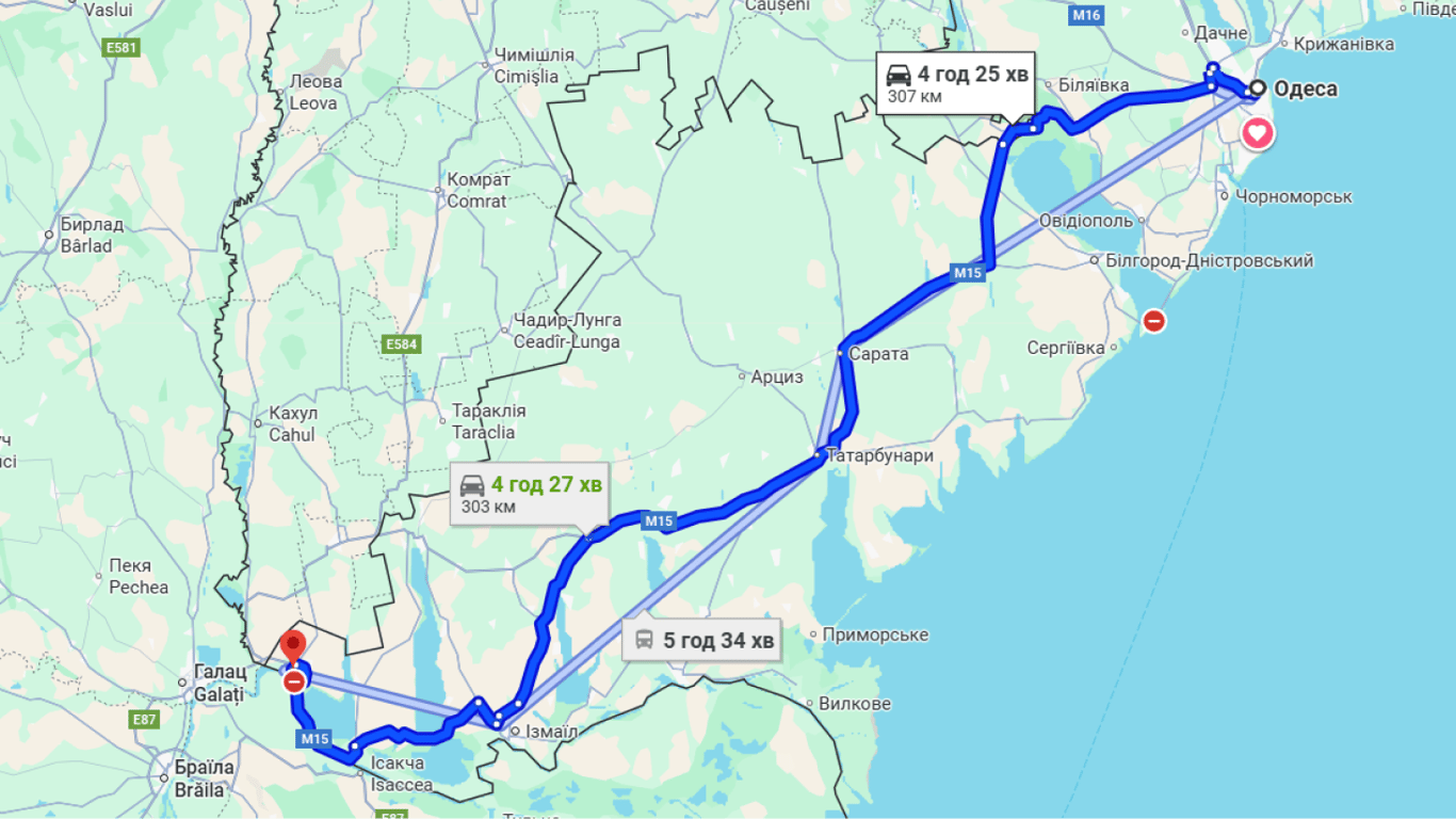 Затори на трасі Одеса-Рені у напрямку Рені