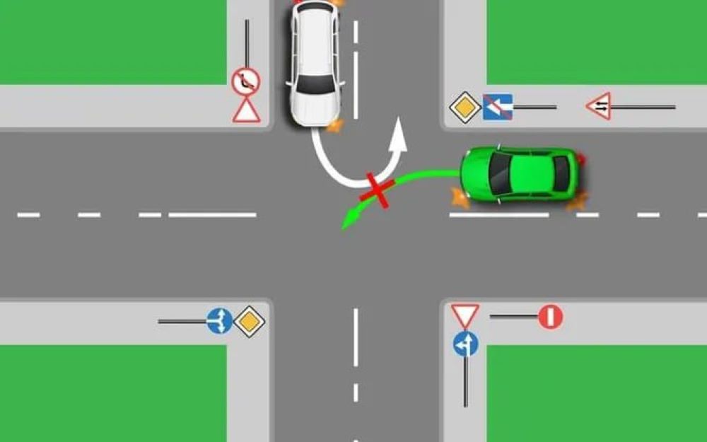 Сложный ПДД тест - кто из водителей виноват в ДТП - фото 1