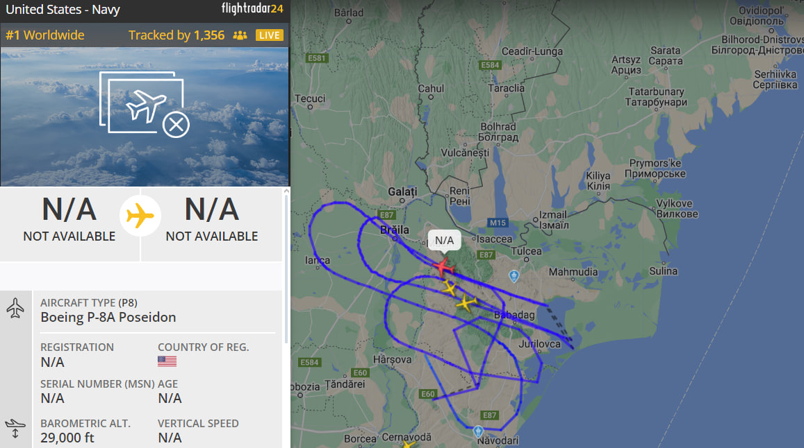 Розвідувальний літак НАТО патрулює близько південних кордонів Одещини