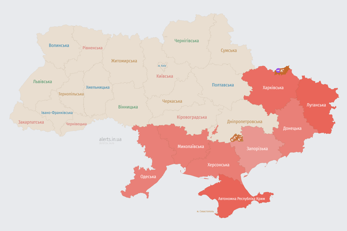 Обстріл України вночі 28 липня