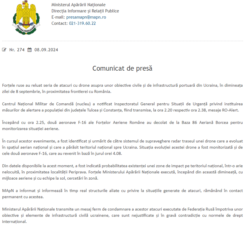 В Минобороны Румынии отреагировали на нарушение границы российским беспилотником - фото 1