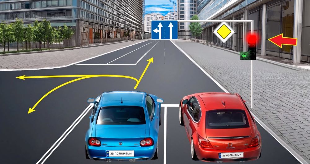 Задача с ПДД для опытных водителей - куда может проехать синий автомобиль - фото 1