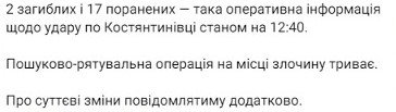 Удар по Костянтинівці
