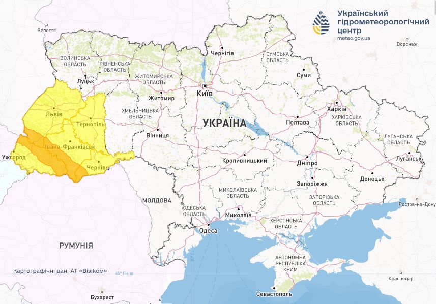 В Україні очікуються небезпечні метеорологічні явища. Карта станом на 6 серпня