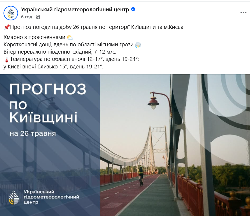 Погода в Києві 26 травня