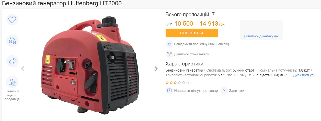 Ціни на генератори 2024 