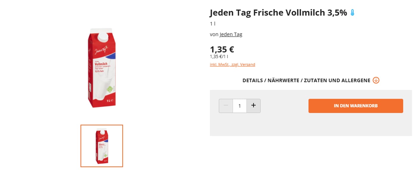 Ціни на молоко у Німеччині