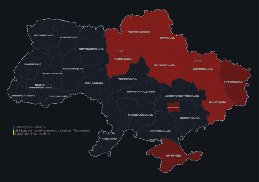 Повітряна тривога вночі 1 травня 2025 року