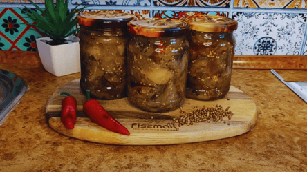 Баклажани по-грузинськи з часником на зиму "Гамарджоба" — рецепт - 285x160