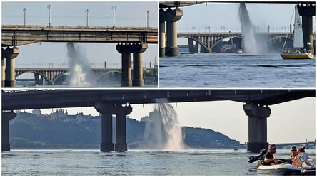 Надзвичайна подія на мосту Патона: прорвав трубопровід. Відео - 285x160