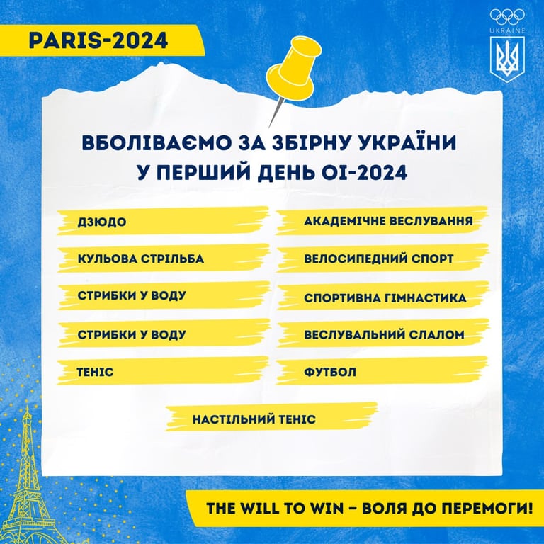 Украина в первый день Олимпийских игр-2024