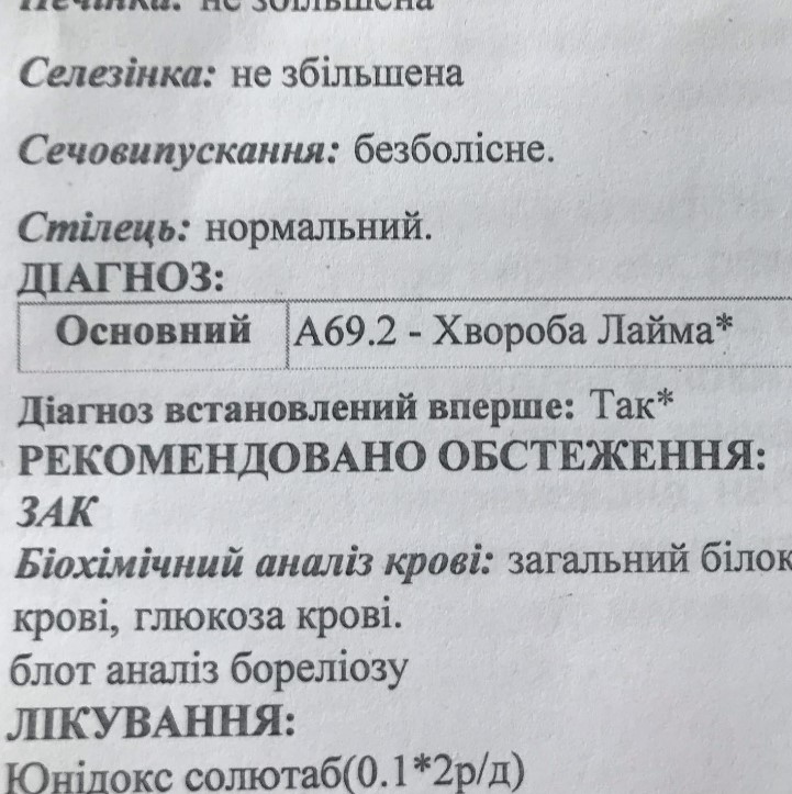 У Антона Крамера хвороба  лайма