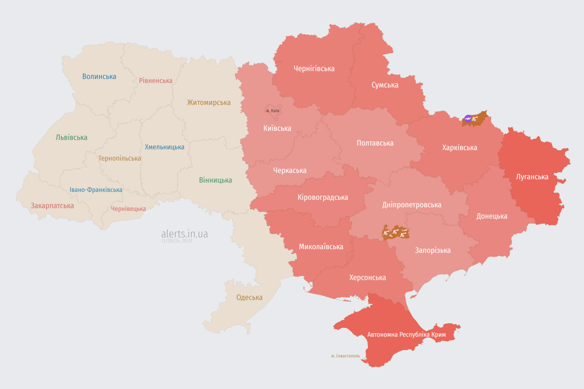 Загроза балістики вночі 13 серпня
