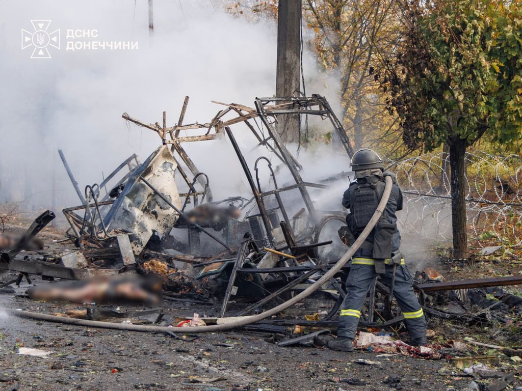 Удар по автобусу в Краматорске