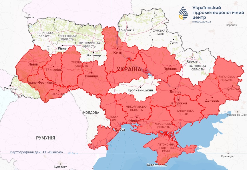 Карта пожежної небезпеки від Укргідрометцентру на 9 травня